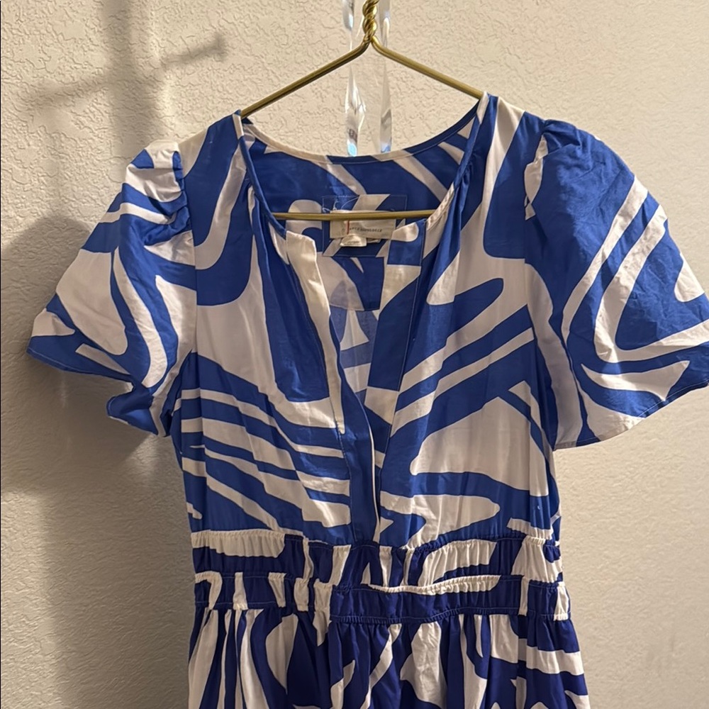 Anthropologie Blue and White Somerset Maxi Dress